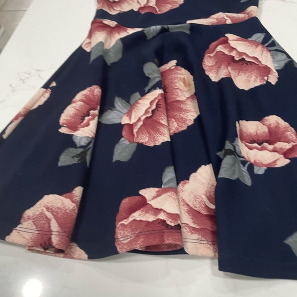 Altar'd State Navy & Floral Skater Dress-Small - Picture 4 of 6